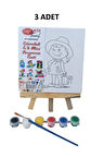 Şövaleli 6'lı Mini Boyama Tuval Seti 6 Renk Akrilik Boya ve Fırça Seti (15x15) 3 ADET