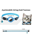 Airtag Uyumlu  Tutucu Özellikli Kedi Tasması ( Mavi )