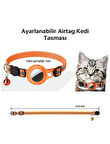 Airtag Uyumlu  Tutucu Özellikli Kedi Tasması ( Turuncu )