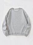 Kadın Oversize Bisiklet Yaka Basic Düz Sweatshirt