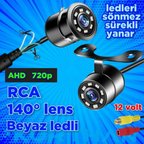 RCA SOKET AHD 720P BEYAZ LEDLİ KELEBEK KAMERA LEDLERİ SÖNMEZ SÜREKLİ YANAR 12 VOLT