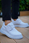 Beyaz Cilt Bağcıklı Günlük Erkek Ayakkabısı