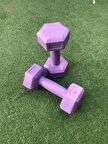 Leyayon 1 Kg X 2 Adet Dambıl Vinyl Kaplı Dumbell Ağırlık - Mor Renk