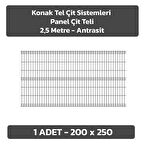 KONAK TEL ÇİT SİSTEMLERİ 1 ADET PANEL ÇİT TELİ 200X250 CM ANTRASİT