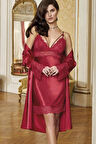 Kadın Bordo Fantezi Kimono Takım 5351