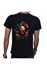 Skull T-shirt %100 Pamuklu Siyah Penye Basic Erkek Tişört