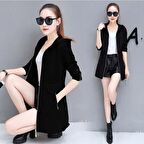 Toridas Günlük Kışlık Kaşe Kaşmir Şerit Detaylı Kadın Ceket bt126siyah