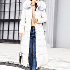 Toridas Günlük Kışlık Tam Boy Şişme Kadın Mont bt180beyaz