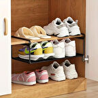 1 Adet Alan Tasarruflu Siyah Metal Ayakkabı Düzenleyici organizer terlik ve ayakkabı düzenleyici