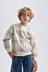 DeFacto Erkek Çocuk Bisiklet Yaka Desenli Flanel Sweatshirt B5390A823WNBG387