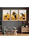 Kolaj Çizim 3'lü Kanvas Tablo