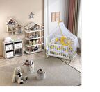 BEBE KONFOR BMO-01 DOGAL MABELA BESIK BEYAZ (BEYAZ-GRI-SARI ORGU SET)