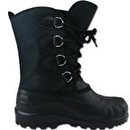 Lemigo Scout Küt Burun Kısa Topuk Ortopedik Bağcıklı Su Geçirmez Outdoor Siyah Kar Botu Deri