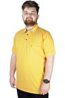 Mode XL Battal Beden Erkek Tshirt Polo Yaka Cepli Klasik Pike 20552 Hardal