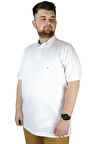 Mode XL Battal Beden Erkek Tshirt Polo Yaka Nakışlı Klasik Pike 20553 Beyaz
