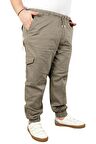 Mode XL Büyük Beden Erkek Keten Kargo Jogger Valencia 21911 Bej
