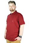Mode XL Battal Beden Erkek Tshirt Polo Yaka Nakışlı Klasik Pike 20553 Bordo