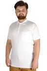 Mode XL Büyük Beden T-shirt Polo Cepli Lycra Pike MD 20554 Beyaz