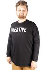 Mode XL Büyük Beden Tshirt Bisiklet Yaka Creative 21194 Siyah