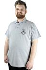 Mode XL Büyük Beden Erkek T shirt Polo MDX Club 22305 Gri Melanj