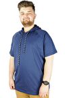Mode XL Büyük Beden Tshirt Reglan Kapşonlu 22117 Indigo