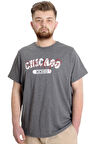 Mode XL Büyük Beden Erkek T-shirt CHICAGO 23105 Antramelanj