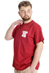 Mode XL Büyük Beden Erkek T-shirt LIVE OR DIE 23124 Bordo