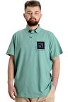 Mode XL Büyük Beden Erkek T-shirt Polo Parçalı NYC 23332 Çağla