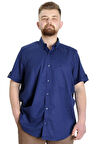 Mode XL Büyük Beden Erkek Gömlek Gabardin Kısa Kol Tek Cep 23302 İndigo