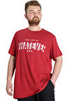 Mode XL Büyük Beden Erkek T-shirt WHATEVER 23148 Bordo