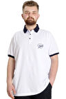 Mode XL Büyük Beden Erkek Polo T-shirt POTENT 23348 Beyaz