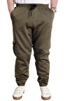 Mode XL Erkek Pantolon Keten Kargo Cep JOGGER BAHAR 23912 Haki