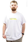 Mode XL Battal Beden Baskılı Erkek T-Shirt Bisiklet Yaka SIMPLICITY U24047 Beyaz