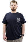 Mode XL Büyük Beden Erkek Tişört Bisiklet Yaka Baskılı Cep Detaylı T-Shirt REFUEL U24053 Lacivert