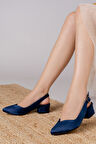 Valentina Lacivert Saten Topuklu Kadın Ayakkabı