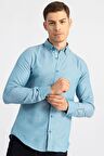 Tudors Slim Fit Dar Kesim Uzun Kol Poplin Oxford Erkek Gömlek
