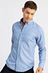 Tudors Slim Fit Dar Kesim Uzun Kol Poplin Oxford Erkek Gömlek
