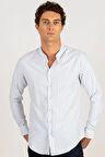 Tudors Slim Fit Uzun Kol Çizgili Hakim Yaka Erkek Gömlek