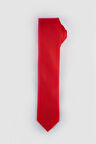 Düz İnce Çizgili Kırmızı Erkek Kravat