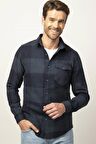 Tudors Slim Fit Kışlık Oduncu Ekoseli Tek Cep Kapaklı Erkek Gömlek DR230018-910