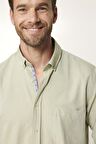 Klasik Fit Pamuklu Kolay Ütü Oxford Düz Erkek Yeşil Gömlek