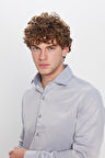 Slim Fit Uzun Kollu Pamuklu Düz Erkek Gri Gömlek