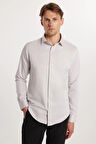 Slim Fit Uzun Kollu Pamuklu Düz Erkek Bej Gömlek