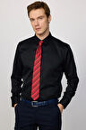 Slim Fit Siyah Non-Iron %100 Pamuk Doğa Dostu Ekoteks Belgeli Ütü Gerektirmez Gömlek