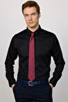 Erkek Slim Fit Dar Kesim Uzun Kollu Pamuklu Premium Seri Cotton Likralı Siyah Gömlek