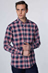 Erkek Regular Fit Klasik Kesim Düğmeli Yaka Küçük Kareli Pamuklu Gömlek