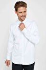 Erkek Regular Fit Klasik Kesim Kolay Ütü Nefes Alan Doku Kravatlık Dört Mevsim Beyaz Gömlek