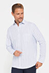 Erkek Regular Fit Klasik Kesim Pamuklu Kolay Ütü Çizgili Gömlek