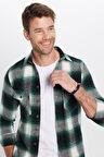 Erkek Slim Fit Dar Kesim Çift Cepli Kareli Kışlık Oduncu Gömlek
