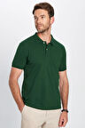 Erkek Slim Fit Dar Kesim Pamuklu Yumuşak Dokulu Serin Tutan Kumaş Düz Pike Haki Polo Yaka Tişört
